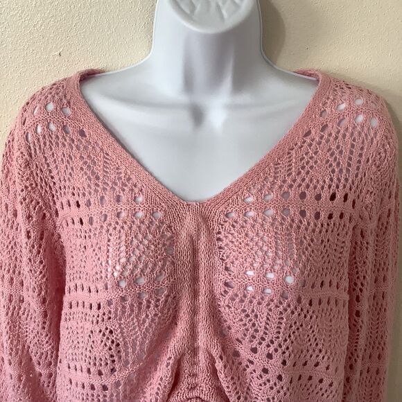 Jolie & Joy Coquette Girly Feminine Preppy Lace Up Lightweight Sweater Medium - Picture 2 of 12